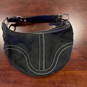 Black Coach monogram canvas shoulder bag